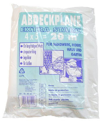Abdeckplane Abdeckfolie LDPE 50 my „extra-stark“ 4 x 5 m