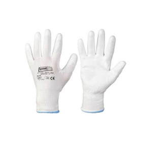 Feinstrick-Handschuhe mit PU-Beschichtung, weiß