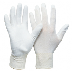 Feinstrick-Handschuhe mit PU-Beschichtung, weiß