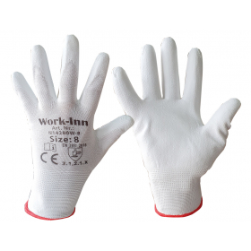 Feinstrick-Handschuhe mit PU-Beschichtung, weiß