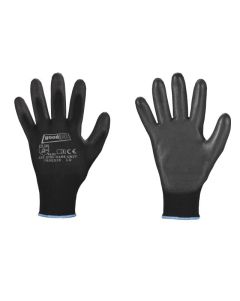 Feinstrick-Handschuhe mit PU-Beschichtung, schwarz