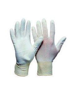 Feinstrick-Handschuhe mit PU-Beschichtung, weiß